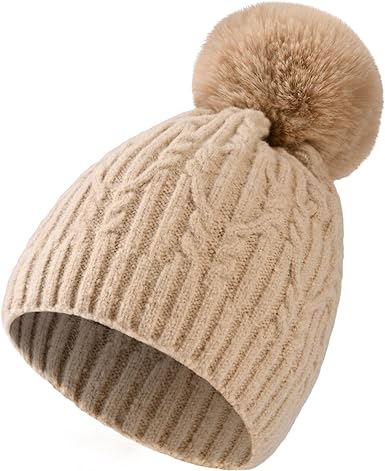 Photo 1 of 2024 Pocket Calendar/Planner - Pocket Winter Hats for Women - Womens Winter Beanies, Knit Beanie with Faux Fur, Soft and Warm Winter Hats, Womens Hats, Beanies Lightweight- Khaki