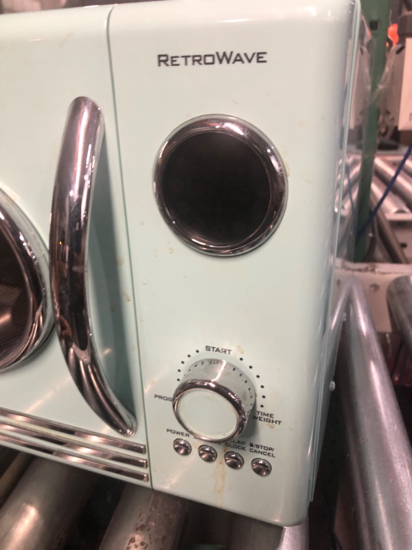 Photo 3 of ****PARTS ONLY*****Nostalgia Retro Countertop Microwave Oven, 0.9 Cu. Ft. 800-Watts with LED Digital Display, Child Lock, Easy Clean Interior, Aqua & Retro Wide 2-Slice Toaster, Vintage Design With Crumb Tray, Aqua Aqua Microwave + Toaster