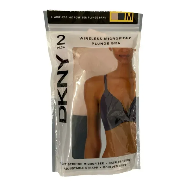 Photo 1 of ***SIZE XL*** DKNY Women S Wireless Soft Stretch Microfiber Plunge Bra (Ink/Sand XL)