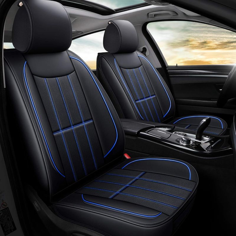 Photo 1 of AOOG Leather Car Seat Covers, Leatherette Automotive Vehicle Cushion Cover for Cars SUV Pick-up Truck