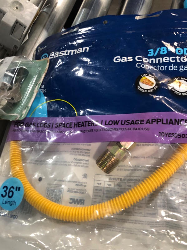 Photo 2 of Eastman 36 Inch x 3/8 Inch OD Flexible Gas Line Connector with (2) 1/2 Inch MIP Fitting Ends for Natural Gas and Liquid Propane