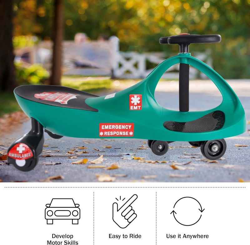 Photo 1 of **PARTS ONLY/SALE FINAL**MISSING ALL HARDWARE**
**NON-REFUNDABLE** // **SALE FINAL*Wiggle Car - Ambulance Ride on Toy for Ages 3 Years and Up with No Batteries, Gears, or Pedals Just Twist, Wiggle, and Go by Lil’ Rider (Green)