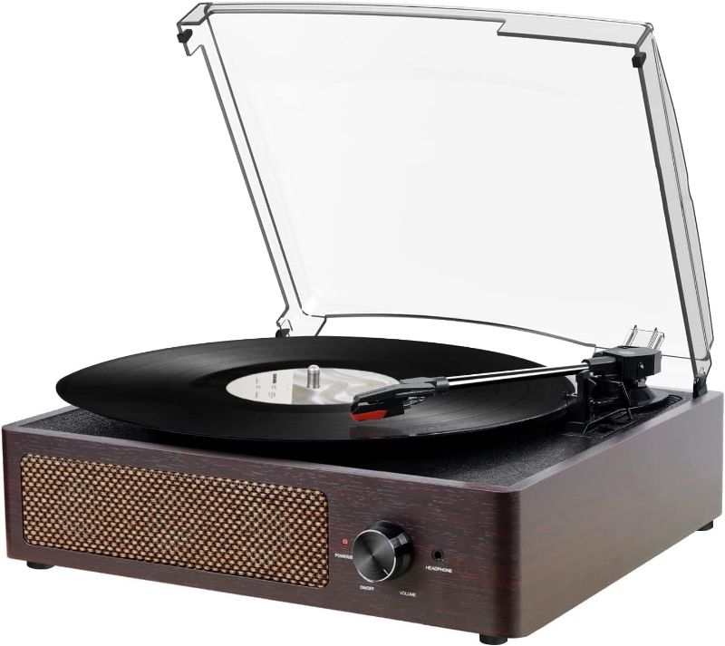 Photo 1 of (PARTS ONLY? NO RETURNS) Vinyl Record Player Bluetooth Turntable with 2 Built-in Speakers 3-Speed Vintage