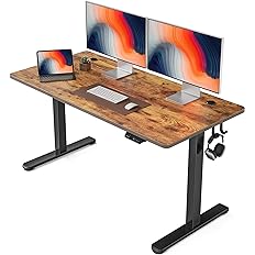 Photo 1 of FEZIBO Electric Standing Desk, 55 x 24 Inches Height Adjustable Stand up Desk, Sit Stand Home Office Desk, Computer Desk, Rustic Brown
