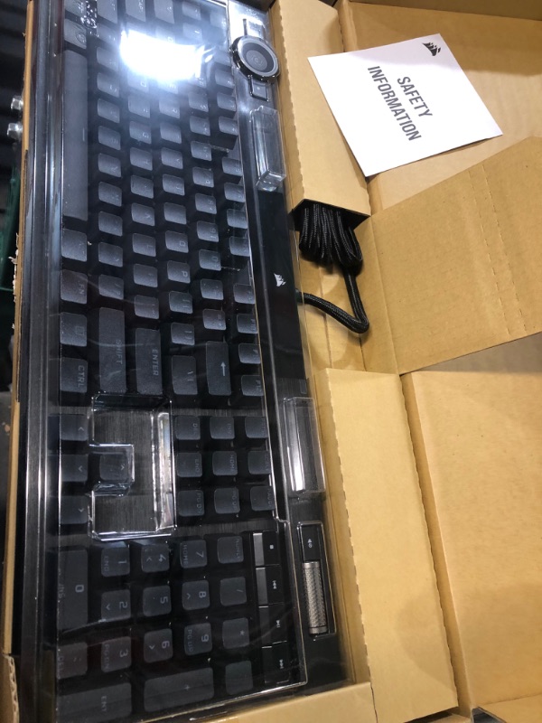 Photo 3 of Corsair K100 RGB Optical-Mechanical Gaming Keyboard - Corsair OPX RGB Optical-Mechanical Keyswitches - AXON Hyper-Processing Technology for 4X Faster Throughput - 44-Zone RGB LightEdge Optical Gaming Keyboard