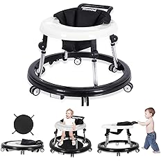 Photo 1 of Baby Walker Foldable with 9 Adjustable Heights, Baby Walkers and Activity Center for Boys Girls Babies 6-12 Months, Baby Walker and Bouncer Combo with Wheels Portable
