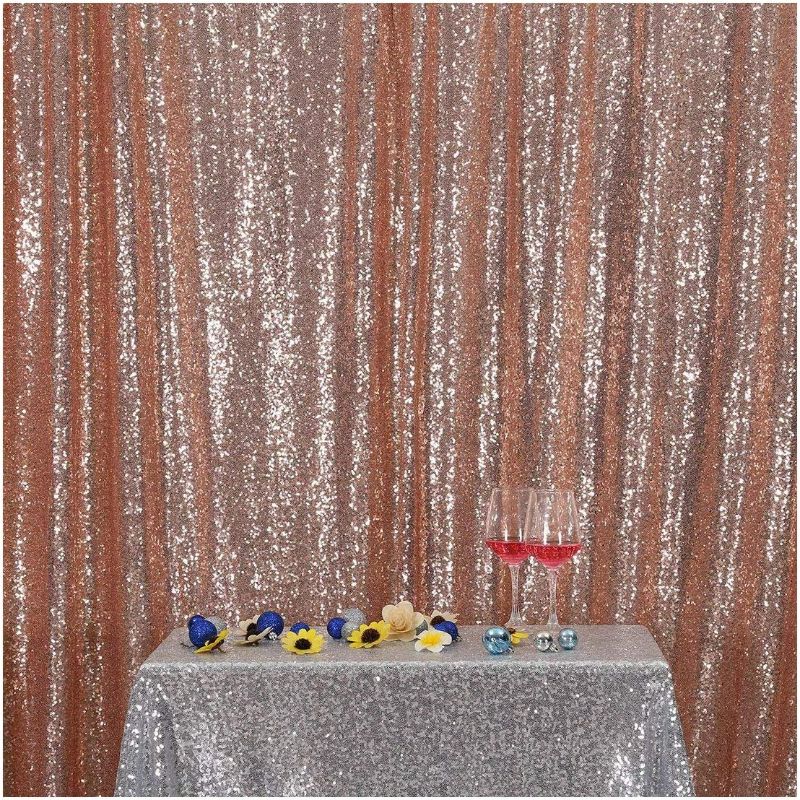 Photo 3 of Rose Gold Sequin Backdrop Curtain 4 Panels 2FTx8FT Glitter Rose Gold 