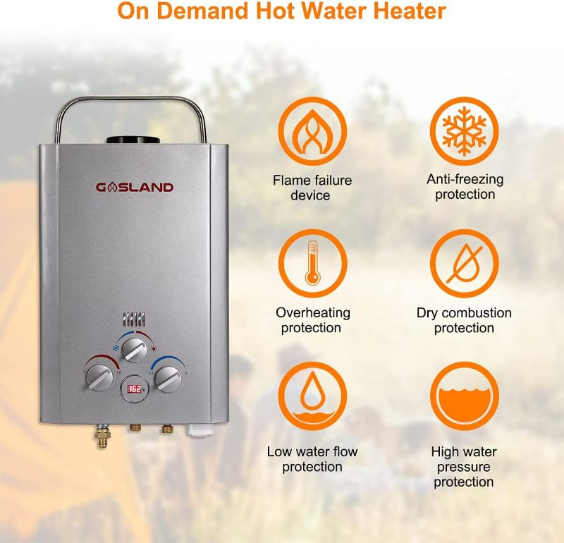 Photo 4 of (READ FULL POST) Tankless Water Heater, 1.58GPM 6L Propane Water Heater, On Demand Hot Water Heater with Portable handle, for Outdoor Camping, RV, Boat, Cabins, Barn