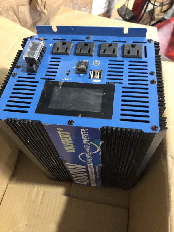 Photo 4 of 4000W Pure Sine Wave Power Inverters DC 12V to AC 110V 120V with Type-C Port 4 AC Outlets Dual USB Ports AC Terminal Blocks LCD Display Wireless Remote Controller for Home RV Solar System Car