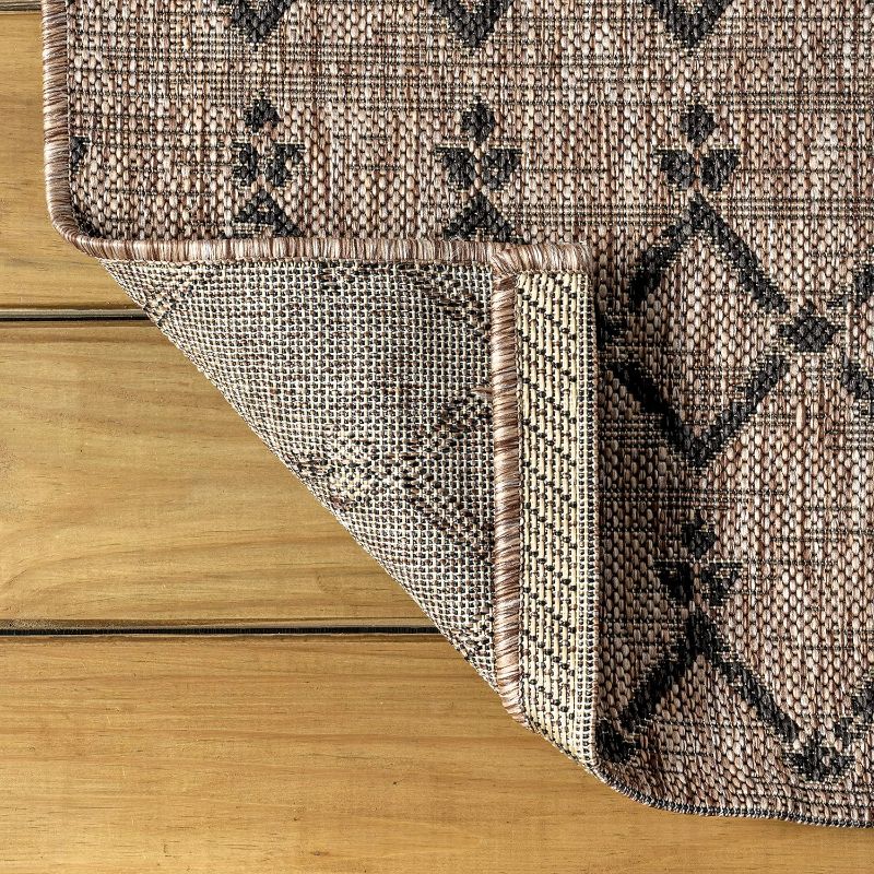 Photo 3 of (READ FULL POST) JONATHAN Y SMB108D-5SQ Ourika Moroccan Geometric Textured Weave Indoor Outdoor Area Rug, Bohemian, Rustic, Scandinavian Easy Clean,Bedroom,Kitchen,Backyard,Patio, Non-Shed, Natural/Black, 5' Square Natural/Black 5' Square