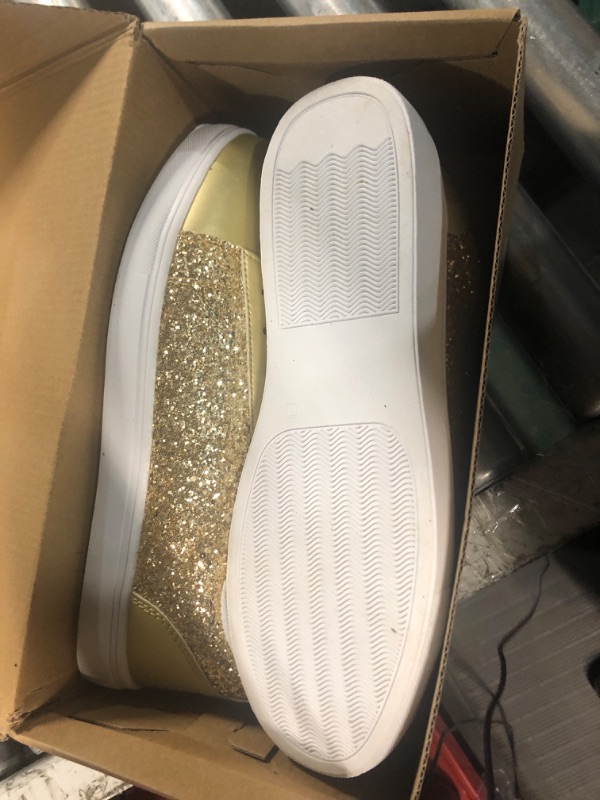Photo 1 of Women's Glitter Shoes Fashion Shiny Sequin Sneakers Tennis Sparkly Shoes Rhinestone Bling Shoes with Lace up 9.5 Gold Sequins
