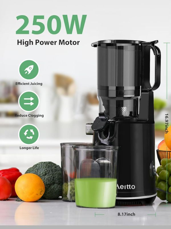 Photo 3 of (READ FULL POST) Aeitto Masticating Juicer, Cold Press Juicer Machines with 5.3" Large Feed Chute, Easy to Clean with Brush, Black
