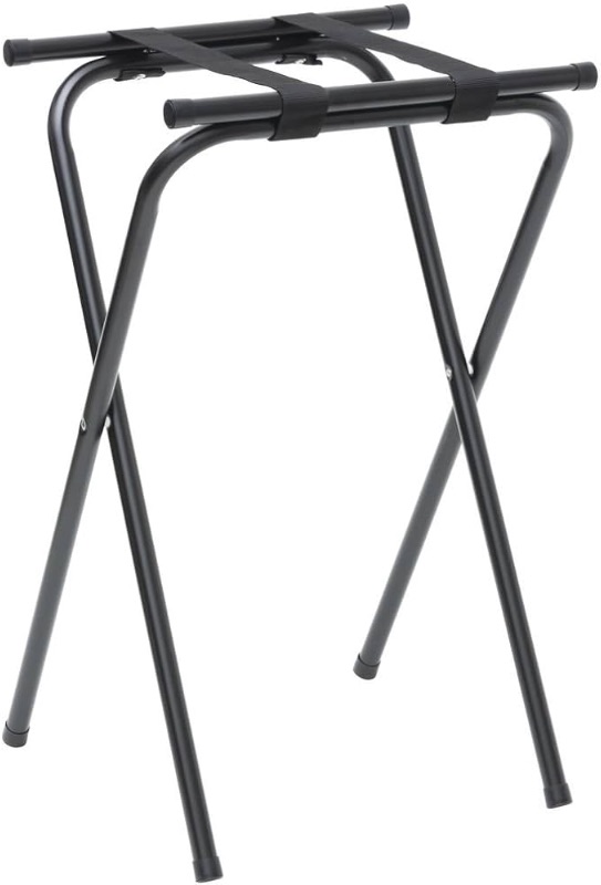 Photo 1 of 
American Metalcraft CTS31 Tall Deluxe Chrome Tray Stand with Nylon Straps, 31-Inch, ,Black Chrome