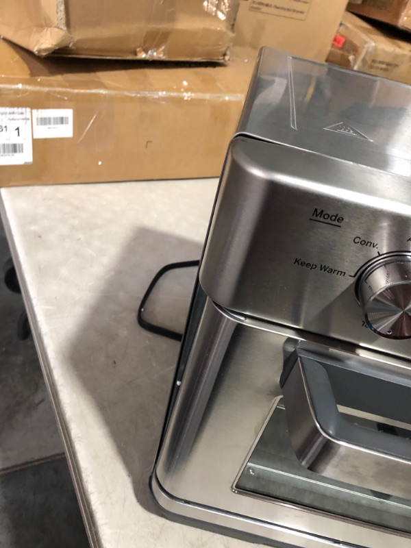Photo 1 of ***MAJOR DAMAGE - NONREFUNDABLE - NOT FUNCTIONAL - FOR PARTS ONLY - SEE COMMENTS***
GE Mechanical Air Fryer Toaster Oven | Convection Toaster with 7 Cook Modes | Stainless Steel