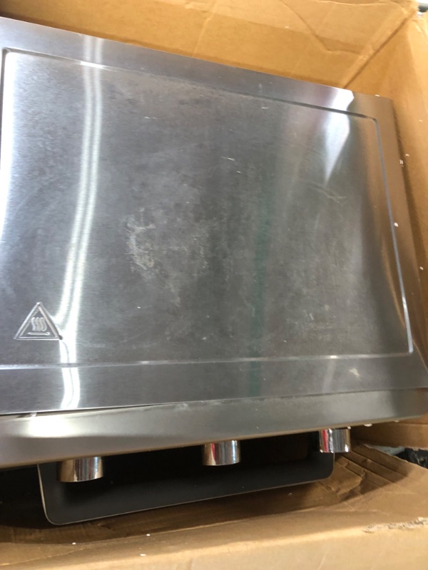 Photo 1 of ***MAJOR DAMAGE - NONREFUNDABLE - NOT FUNCTIONAL - FOR PARTS ONLY - SEE COMMENTS***
GE Mechanical Air Fryer Toaster Oven | Convection Toaster with 7 Cook Modes | Stainless Steel
