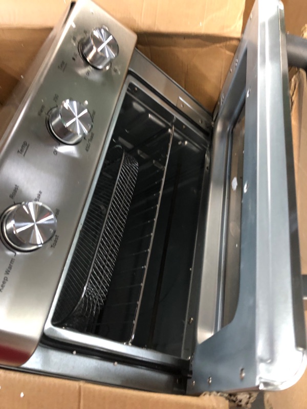 Photo 3 of ***MAJOR DAMAGE - NONREFUNDABLE - NOT FUNCTIONAL - FOR PARTS ONLY - SEE COMMENTS***
GE Mechanical Air Fryer Toaster Oven | Convection Toaster with 7 Cook Modes | Stainless Steel