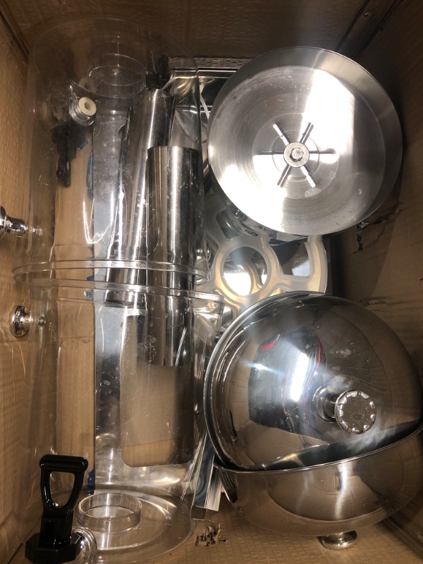 Photo 1 of Cold Beverage Dispenser With Ice Container, 4.4 Gallon Double Stainless Steel Drink Dispensers Machine with Stand and Spigot for Parties Buffet Catering Cold Drinks and Beer Double/4.4 Gallon-Clear PC