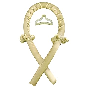 Photo 1 of ***PACK OF 2***Heatless Curling Iron - Heatless Curling Iron Headband - Satin heatless Curling - Overnight Curling Headband - No Heat Required, Creates Beautiful Curls Without damaging The Hair (Beige)