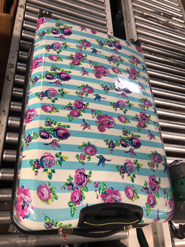 Photo 2 of ***MINOR DAMAGE***BETSEY JOHNSON S. F. Hummingbird 30" Expandable Hardside Checked Spinner Luggage 30in Stripe Floral Hummingbird