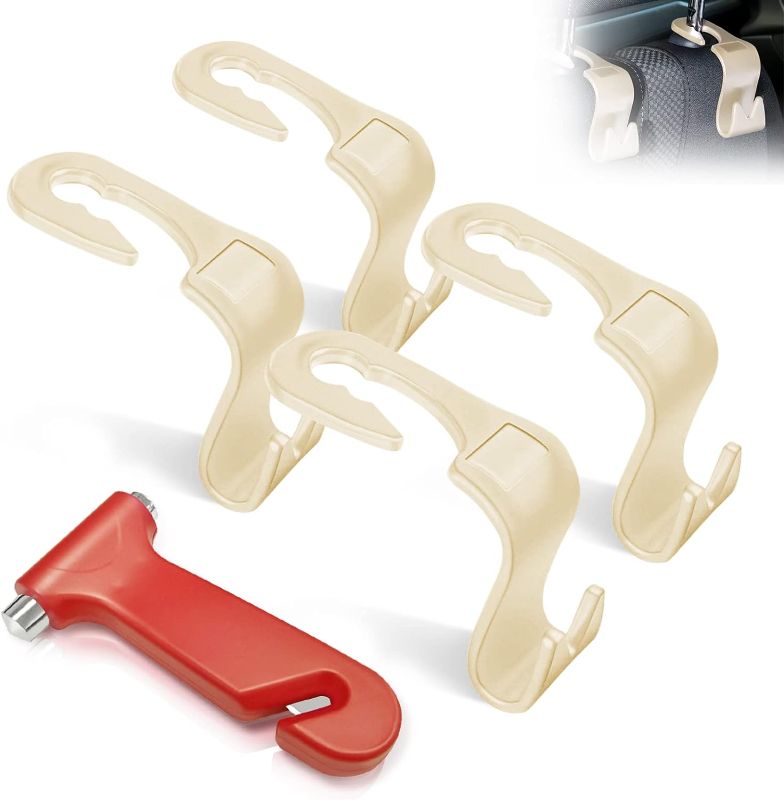 Photo 1 of ***PACK OF 2***BIATOE Car Seat Headrest Hooks, 4PCS Headrest Hooks for Car, Safety Hammer, Purse Holder for Car, Car Hooks for Purse and Bag, Backseat Headrest Hanger..