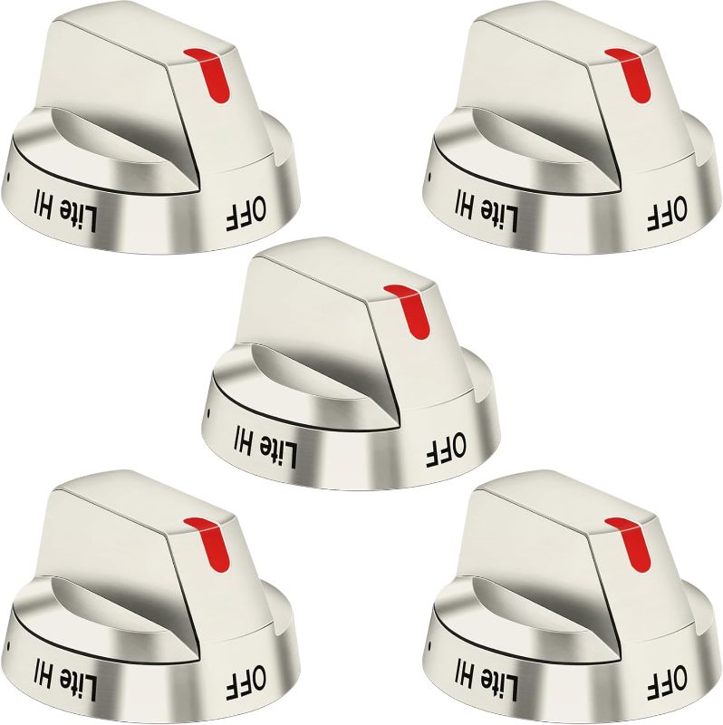 Photo 1 of [Upgraded] DG64-00473A Top Burner Control Dial Knob Range Oven Replacement Stainless Steel Compatible with Samsung Range Oven Gas Stove Knob NX58F5700WS NX58H5600SS NX58H5650WS NX58J7750SS (5pcs)