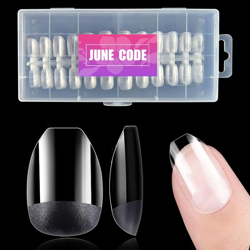 Photo 1 of ***PACK OF 2***Soft Gel Nail Tips Short Squoval Nail Tips 240PCS Clear Full Cover Coffin Nail Tips JUNE CODE Half Matte Press On Nails For Nail Art Nail Supplies Home Salons DIY,12 Sizes