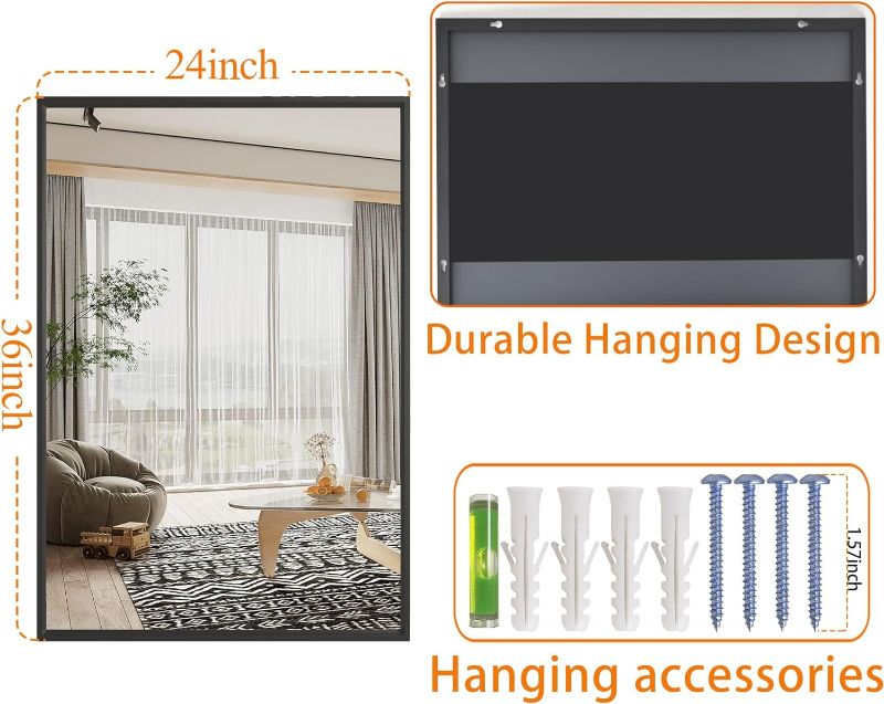 Photo 1 of (READ FULL POST) Protylctaster 24x36 Mirror,Black Mirror for Bathroom, Black Bathroom Mirror,Rectangle Bathroom Mirror,espejos para baños,Bathroom Vanity Mirror(Black) Black 24x36