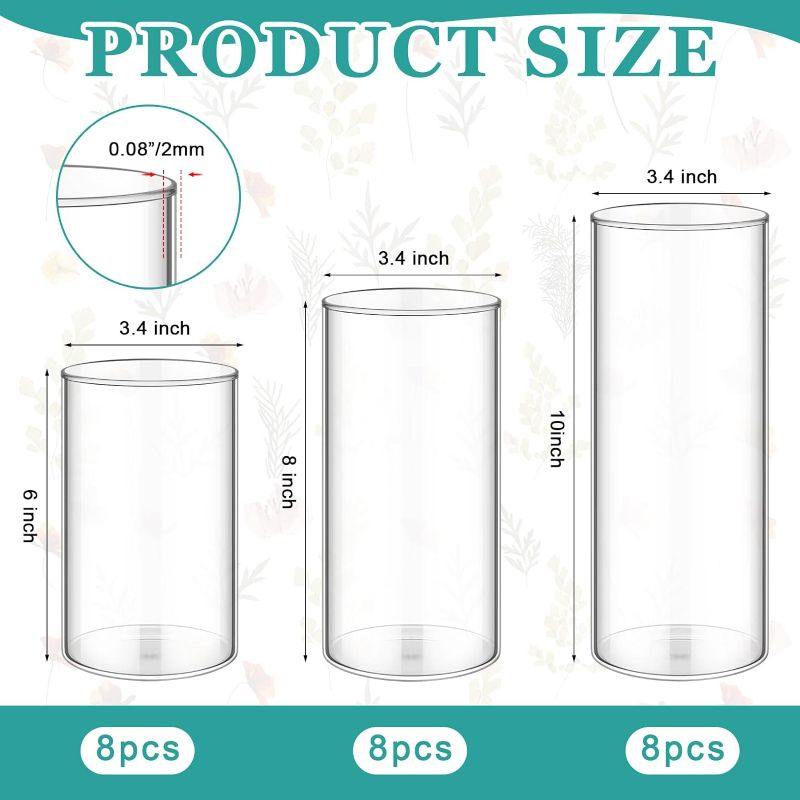 Photo 3 of  24 Pcs Tall Glass Vases Bulk, Clear Cylinder Flower Vases Transparent Candle Holder 