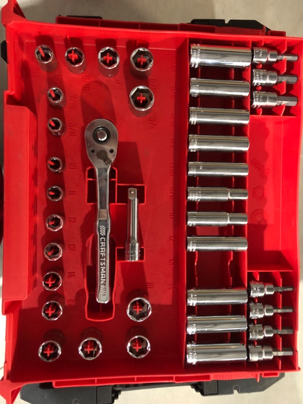 Photo 3 of ***MISSING PIECES**USED**TOOL TRAYS PICTURED***
CRAFTSMAN VERSASTACK Mechanics Tool Set, 1/4 in, 3/8 in, and 1/2 in Drive, 230 Piece (CMMT45306)