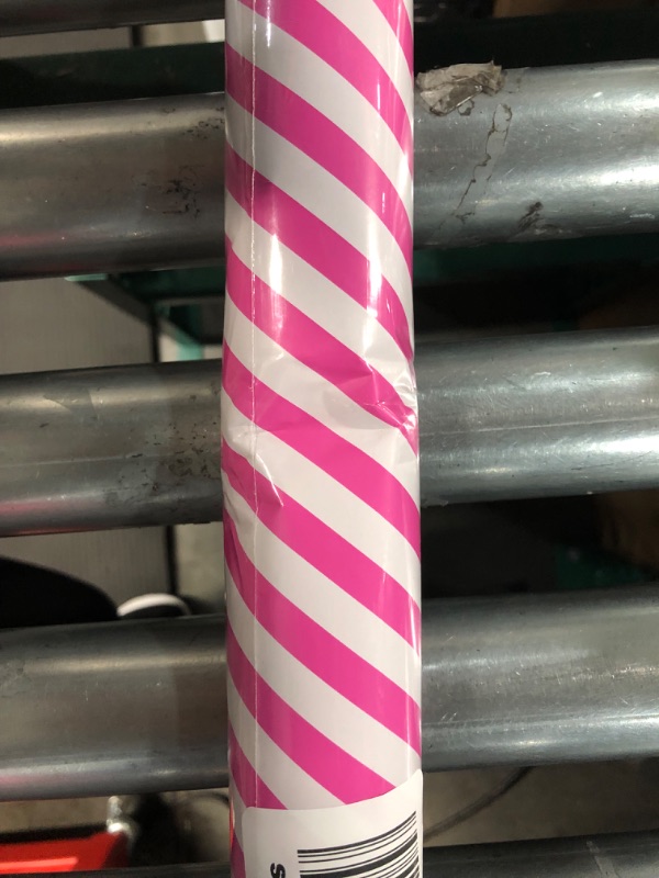 Photo 1 of WRAPAHOLIC Reversible Wrapping Paper - Hot Pink and Stripes Design - 30 inch x 33 feet
