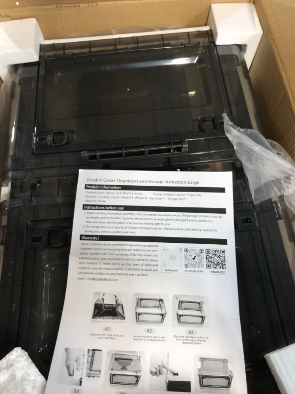 Photo 1 of Storage Bins With Lids, 23.3Gal/93Qt Storage Containers Cubes With Wheels and Sturdy Three-Sided Doors Design for Bedroom/Livingroom/Kitchen/Office Plastic Storage Bins 3 Pack-Large White 93Qt-3Pack Large White