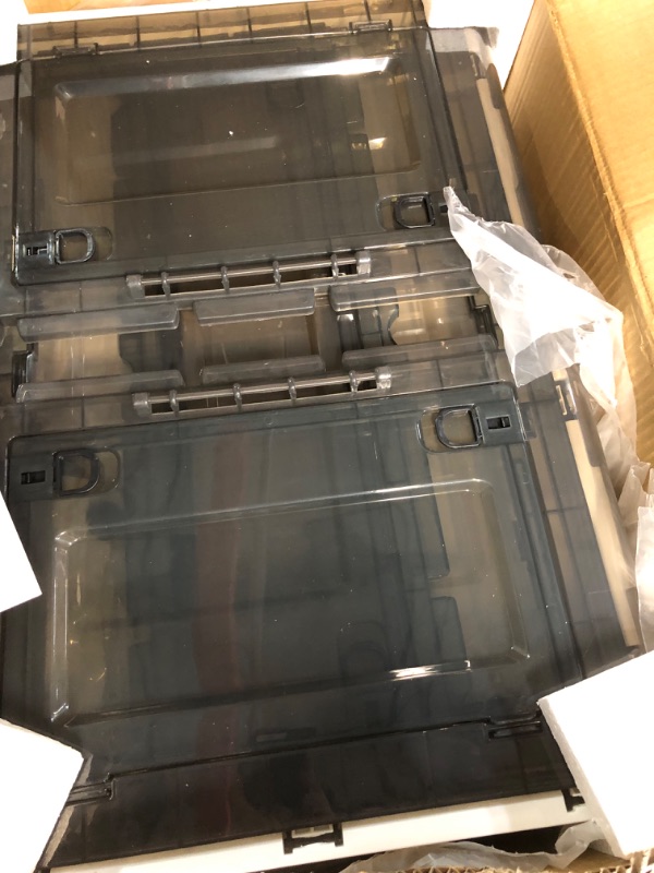 Photo 1 of Storage Bins With Lids, 23.3Gal/93Qt Storage Containers Cubes With Wheels and Sturdy Three-Sided Doors Design for Bedroom/Livingroom/Kitchen/Office Plastic Storage Bins 3 Pack-Large White 93Qt-3Pack Large White