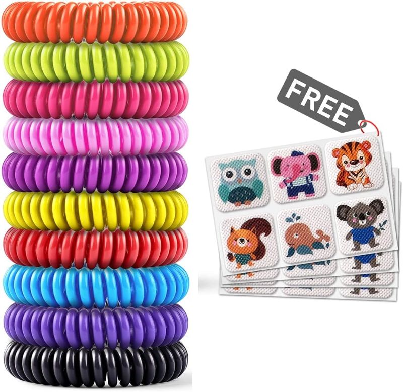 Photo 1 of 20 Pack Mosquito Bracelets with 4 patches - Waterproof Wrist Bands for Kids & Adults, Natural Deet-free Resealable
