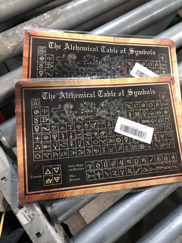 Photo 2 of BUNDLE OF 2 The Alchemist Poster Alchemy Tin Sign The Alchemical Table Of Symbols Metal Sign Poster Gothic Witch Wall Decor  8x12 Inch