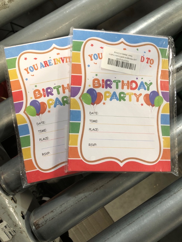 Photo 2 of Colorful Rainbow Birthday Fill-in Invitation Cards (No Envelopes), Kids Birthday Party Invitations for Boys or Girls, Perfectly with Birthday Party Decorations and Supplies (5" x 7", 30 Pack)