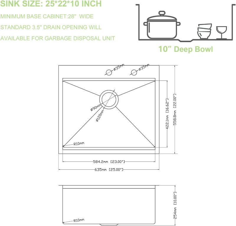 Photo 5 of (READ FULL POST) 28 Inch Drop In Kitchen Sink - Beslend 28x22 Inch Kitchen Sink Stainless Steel Topmount Sink Ledge Workstation Kitchen Sink 16 Gauge Single Bowl Top Mount Sink with Accessories
