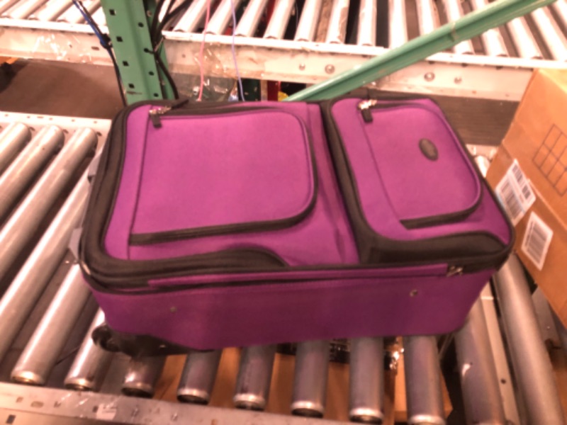 Photo 3 of ***DAMAGED - FRAYED - SEE PICTURES***
U.S. Traveler Rio Rugged Fabric Expandable Carry-on Luggage, 2 Wheel Rolling Suitcase, Purple, Set