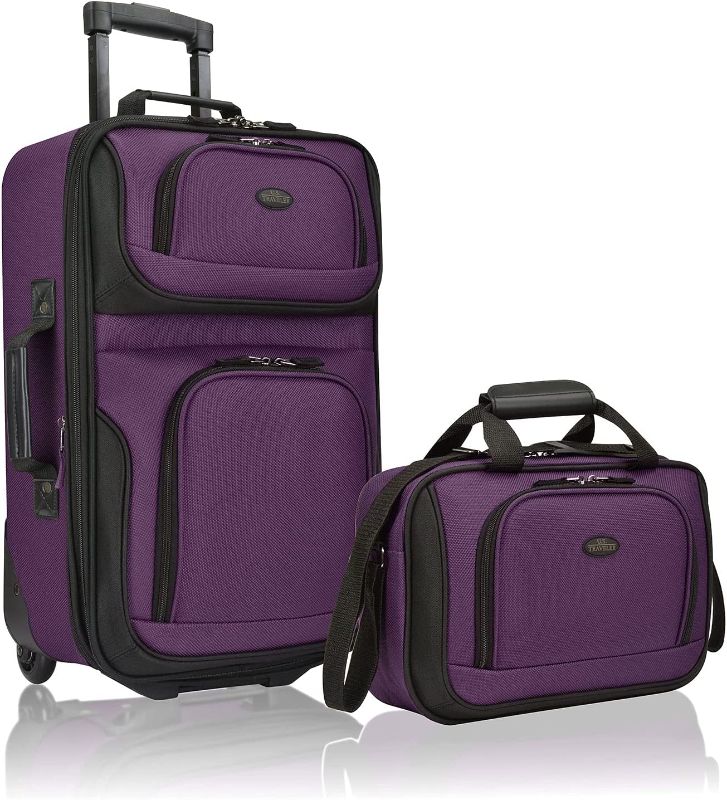 Photo 1 of ***DAMAGED - FRAYED - SEE PICTURES***
U.S. Traveler Rio Rugged Fabric Expandable Carry-on Luggage, 2 Wheel Rolling Suitcase, Purple, Set