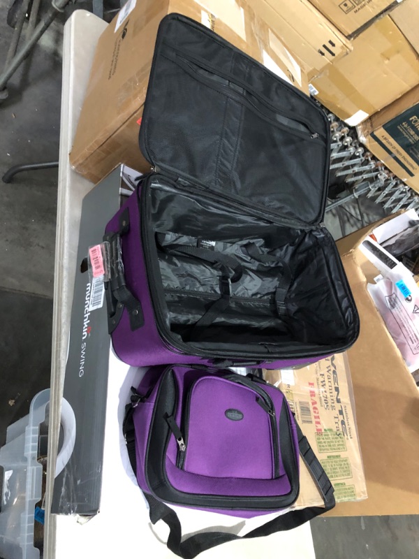 Photo 5 of ***DAMAGED - FRAYED - SEE PICTURES***
U.S. Traveler Rio Rugged Fabric Expandable Carry-on Luggage, 2 Wheel Rolling Suitcase, Purple, Set