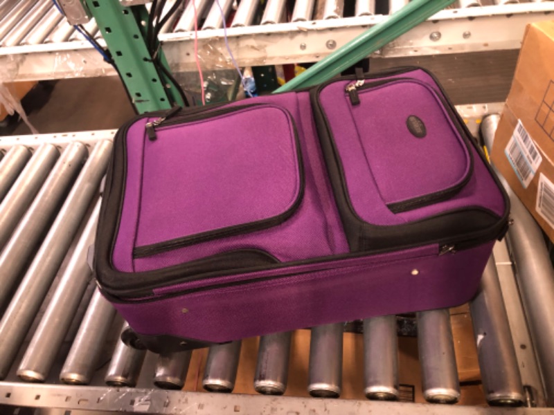 Photo 2 of ***DAMAGED - FRAYED - SEE PICTURES***
U.S. Traveler Rio Rugged Fabric Expandable Carry-on Luggage, 2 Wheel Rolling Suitcase, Purple, Set
