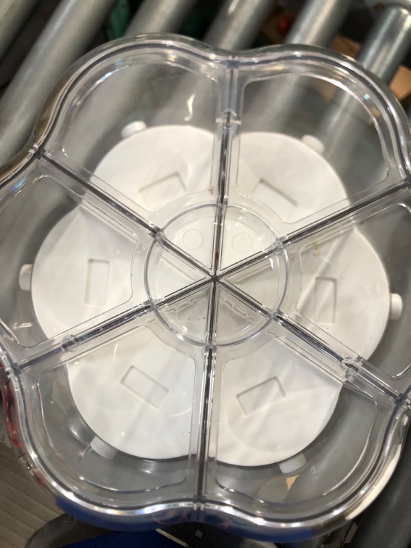 Photo 1 of **READ NOTES, MINOR DAMAGE**
EWRITN Grain Dispenser 28 lbs, Rotating Rice Dispenser Storage Container, 6-Grid 360° Dry Food Dispenser