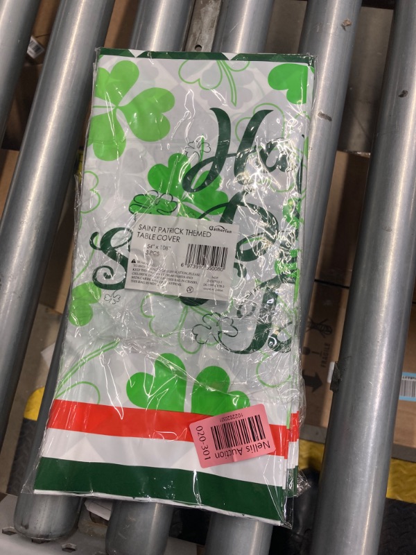 Photo 2 of *2 packs* Gatherfun Saint Patrick’s Day Disposable Tablecloth Green Shamrocks Plastic Table Cover for Irish Party Decoration 3 Pack 54 X 108 Inch