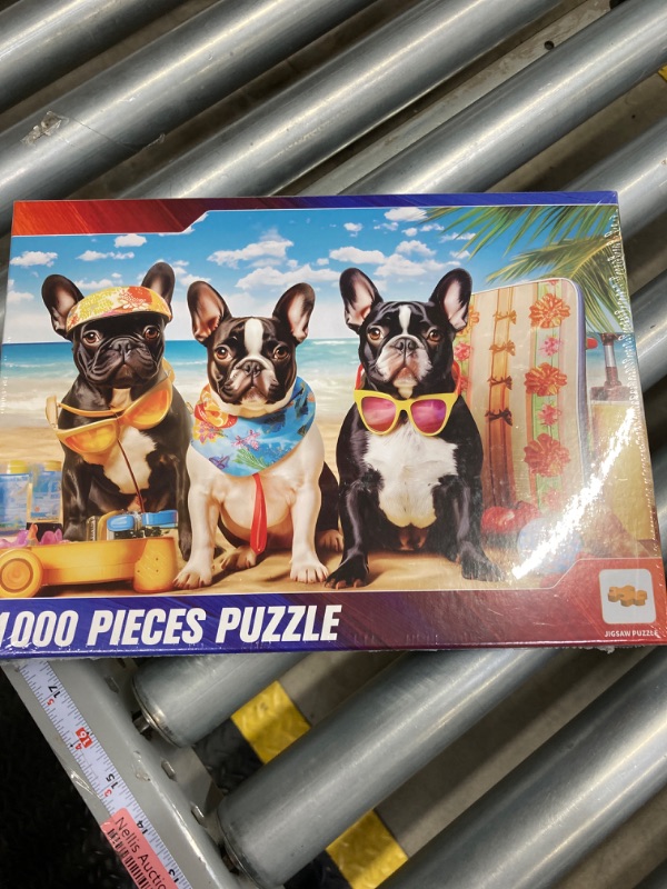 Photo 3 of 1000 Pieces Puzzle for Adults - Dogs Puzzle - Featuring a Fun Beach Traveltime Image of 3 Brothers - Thick, Sturdy Pieces Challenging Family Activity Great Gift Idea, 29 x 20 inches Beach Dogs