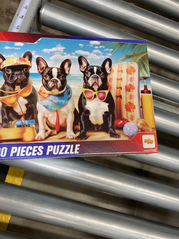 Photo 2 of 1000 Pieces Puzzle for Adults - Dogs Puzzle - Featuring a Fun Beach Traveltime Image of 3 Brothers - Thick, Sturdy Pieces Challenging Family Activity Great Gift Idea, 29 x 20 inches Beach Dogs