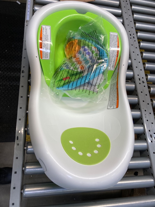 Photo 2 of Fisher-Price Baby Bath Tub, 4-in-1 Newborn to Toddler Tub with Infant Seat Bath Toys and Sling ‘n Seat Tub, Green Green - Frustration Free Package