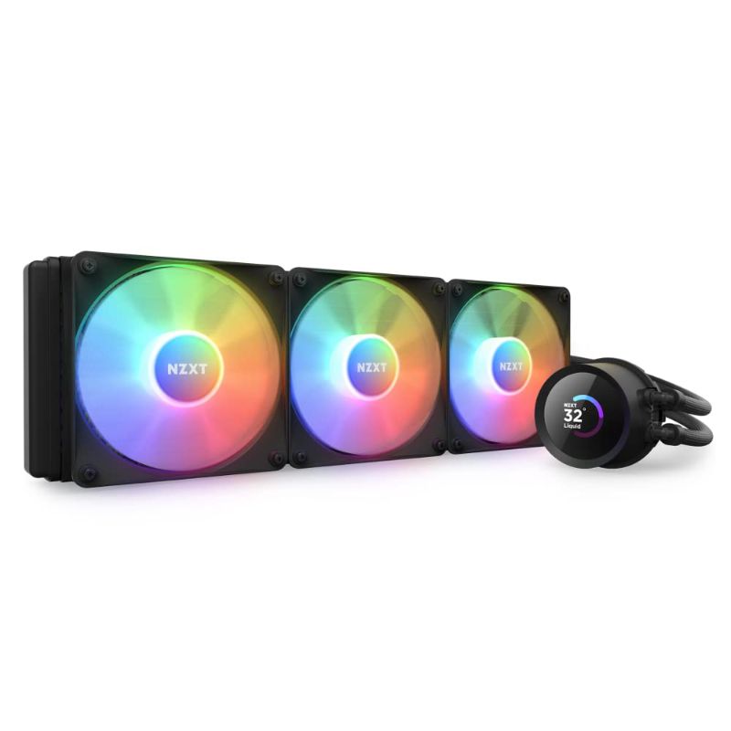 Photo 1 of NZXT Kraken 360 RGB - 360mm AIO CPU Liquid Cooler - Customizable 1.54" Square LCD Display for Images, Performance Metrics - High-Performance Pump - 3 x F120 RGB Core Fans - Black