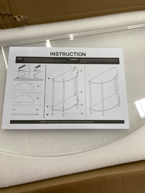 Photo 2 of Acrylic Console Table, Half Moon, 29.5" Small Entryway Table, Clear Entry Table for Sofa, Foyer, Hallway, Living Room, Easy Assembly, 2 Tier, 11.8" D x 31.5" H