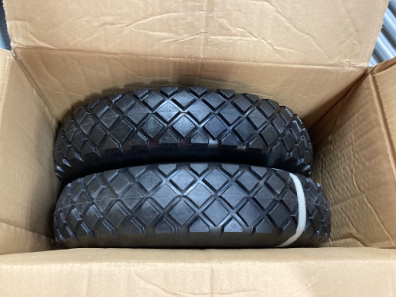 Photo 2 of MaxAuto Wheelbarrow Tire 4.80 4.00-8 Flat-Free 4.80/4.00-8 Tire and Wheel w/Grease Fitting, 3" Centered Hub, 3/4" Bearings, 4.80 4.00-8 Tire for Hand Truck, Trolley, Garden Cart, Wagons