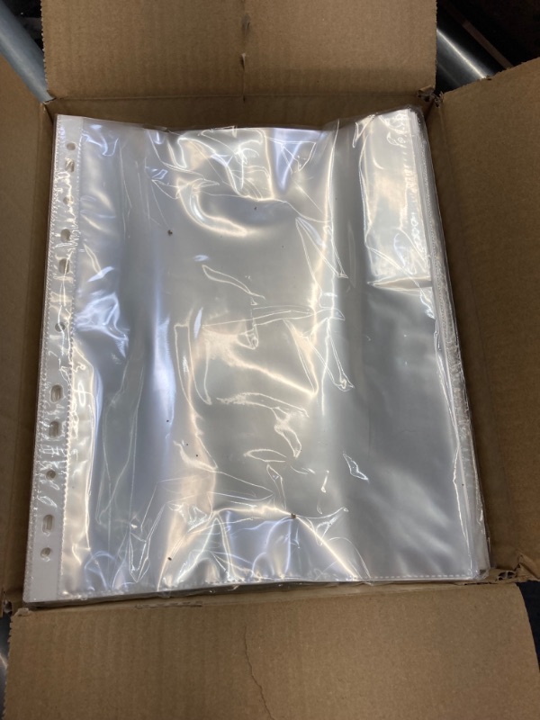Photo 1 of 400 Sheet Protectors, 11 Hole Lightweight Binder Sleeves, Designed to Protect Frequently Used 8.5 x 11 Papers, Acid and PVC Free Page Protector, Clear Plastic Design, 9.25 x 11.25 Top Loaded, 400 ct
