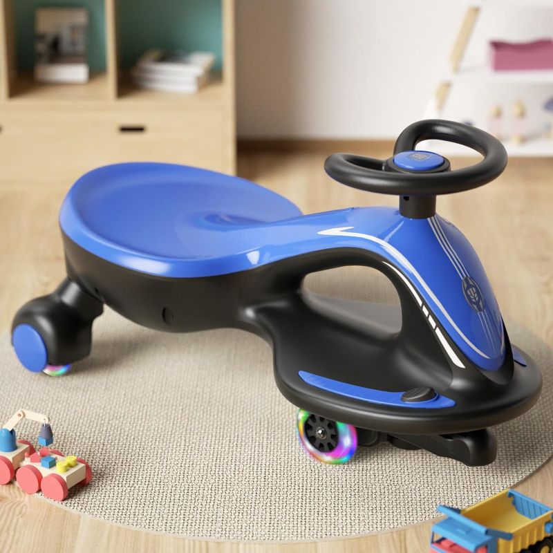 Photo 1 of Glaf Electric Wiggle Car Ride On Toys for Kids 3+ Years Old Electric Vehicles for Toddler Boys Girls with Rechargable Battery Powered Pedal Anti-Rollover Wheels with Lights (Blue)
